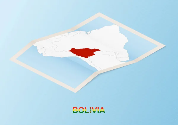 Mapa Papel Plegado Bolivia Con Países Vecinos Estilo Isométrico — Vector de stock