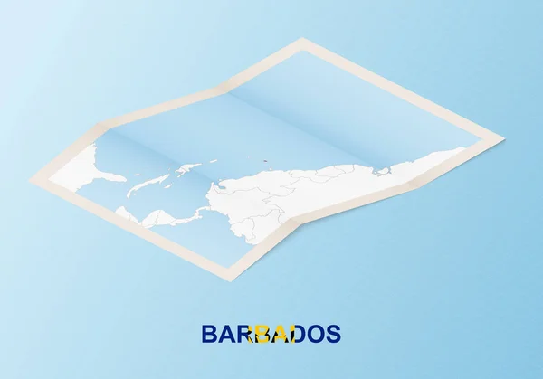 Mapa Papel Dobrado Barbados Com Países Vizinhos Estilo Isométrico —  Vetores de Stock