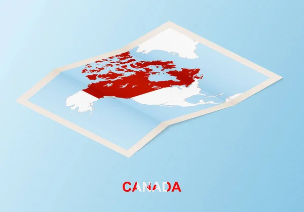 Mapa Papel Dobrado Canadá Com Países Vizinhos Estilo Isométrico — Vetor de Stock