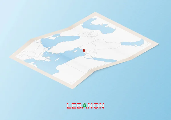 Mapa Papel Plegado Líbano Con Los Países Vecinos Estilo Isométrico — Archivo Imágenes Vectoriales
