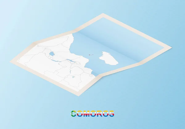 Gefaltete Landkarte Der Komoren Mit Den Nachbarländern Isometrischen Stil — Stockvektor