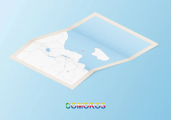 Mapa Papel Plegado Comoras Con Países Vecinos Estilo Isométrico — Vector de stock