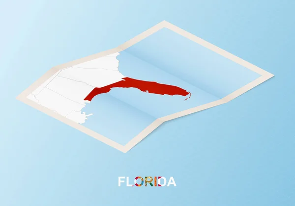 Składana Papierowa Mapa Florydy Sąsiednimi Krajami Stylu Izometrycznym — Wektor stockowy
