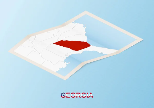 Mapa Papel Plegado Georgia Con Los Países Vecinos Estilo Isométrico — Vector de stock