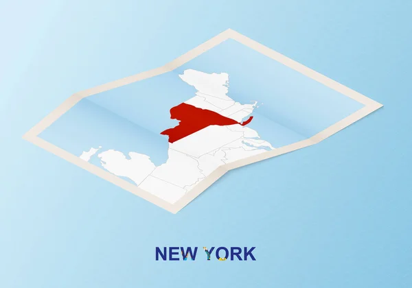 Vikt Papperskarta Över New York Med Grannländer Isometrisk Stil — Stock vektor