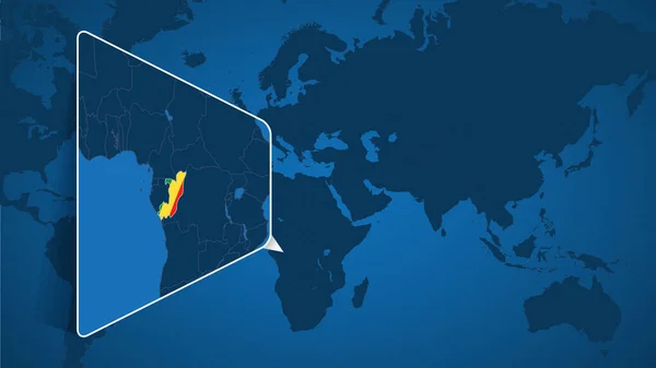Situation Congo Sur Carte Monde Avec Carte Élargie Congo Avec — Image vectorielle