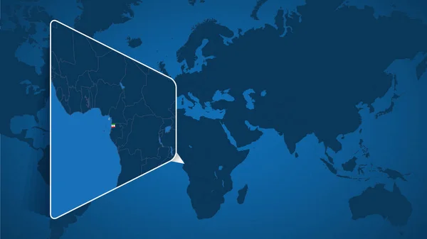 Ekvator Ginesinin Dünya Haritasındaki Konumu Bayraklı Genişletilmiş Ekvator Ginesi Haritası — Stok Vektör