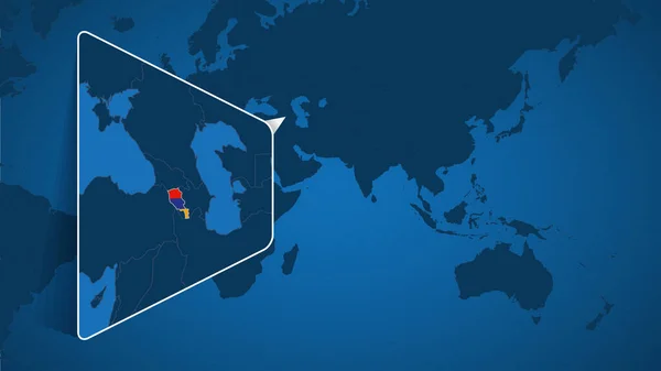 Locatie Van Armenië Wereldkaart Met Uitgebreide Kaart Van Armenië Met — Stockvector