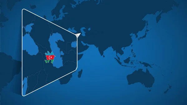 Ubicación Azerbaiyán Mapa Mundial Con Mapa Ampliado Azerbaiyán Con Bandera — Archivo Imágenes Vectoriales