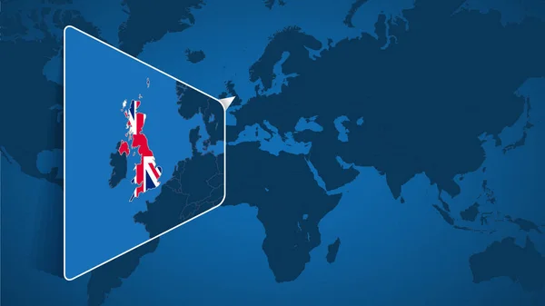Zegar Wielka Brytania Aktulany Czas Lokalny Czas Świecie Mapa Rozszerzonym — Wektor stockowy