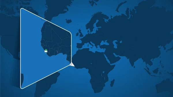 Sierra Leone Nin Dünya Haritasında Konumu Büyütülmüş Sierra Leone Haritası — Stok Vektör