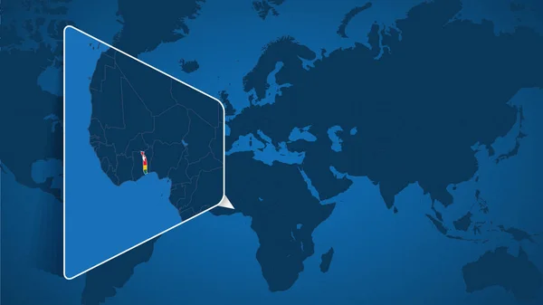 Ubicazione Del Togo Sulla Mappa Del Mondo Con Mappa Ingrandita — Vettoriale Stock