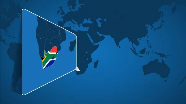 Localisation Afrique Sud Sur Carte Monde Avec Carte Élargie Afrique — Image vectorielle