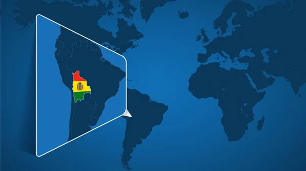 Situation Bolivie Sur Carte Monde Avec Carte Élargie Bolivie Avec — Image vectorielle