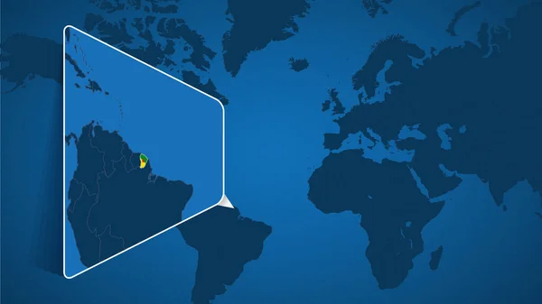 Localização Guiana Francesa Mapa Mundial Com Mapa Ampliado Guiana Francesa —  Vetores de Stock