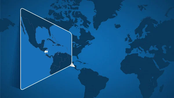 Locatie Van Nicaragua Wereldkaart Met Uitgebreide Kaart Van Nicaragua Met — Stockvector