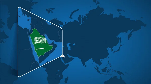 Τοποθεσία Της Σαουδικής Αραβίας Στον Παγκόσμιο Χάρτη Διευρυμένο Χάρτη Της — Διανυσματικό Αρχείο