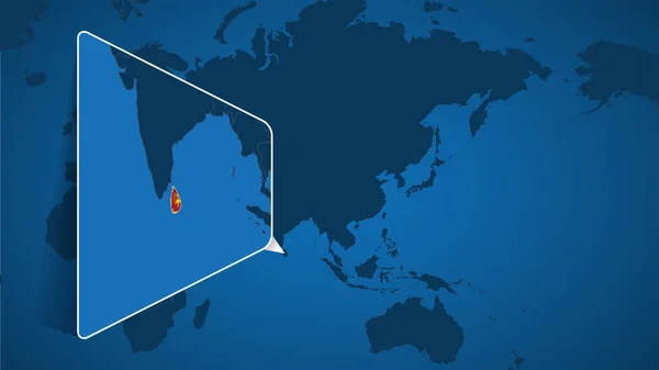 Localização Sri Lanka Mapa Mundial Com Mapa Alargado Sri Lanka —  Vetores de Stock