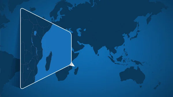 Localização Das Comores Mapa Mundial Com Mapa Ampliado Das Comores —  Vetores de Stock