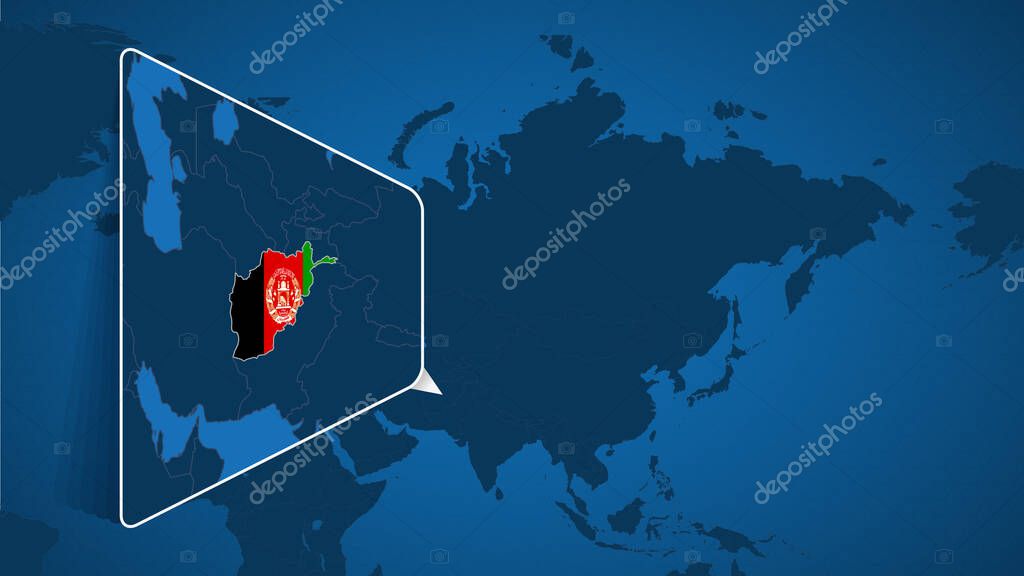 Location Of Afghanistan On The World Map With Enlarged Map Of Afghanistan With Flag Premium Vector In Adobe Illustrator Ai Ai Format Encapsulated Postscript Eps Eps Format