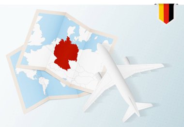 Almanya 'ya git, Almanya haritası ve bayrağı olan en iyi manzaralı uçak.