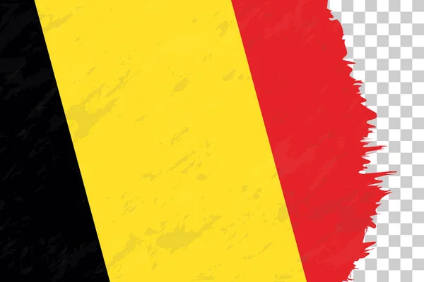 Yatay Soyut Grunge Şeffaf Izgara Üzerine Belçika Bayrağını Fırçaladı — Stok Vektör