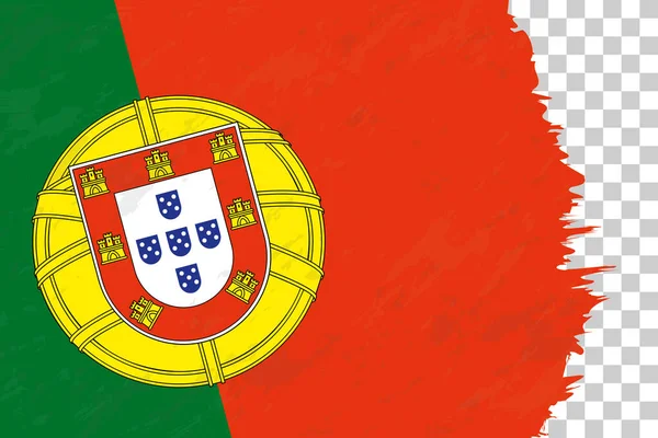 Horizontale Abstrakte Grunge Flagge Portugals Auf Transparentem Gitter — Stockvektor