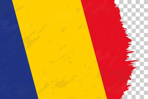 Horizontale Abstrakte Grunge Flagge Rumäniens Auf Transparentem Gitter — Stockvektor