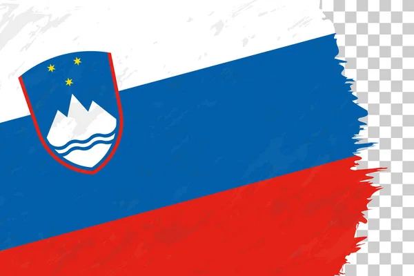 Горизонтальный Абстрактный Гранж Флаг Словении Прозрачной Сетке — стоковый вектор
