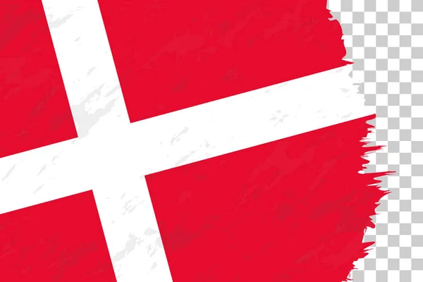 Horizontaal Abstracte Grunge Brushed Vlag Van Denemarken Transparant Net — Stockvector
