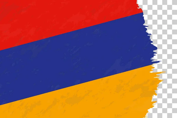 Horizontale Abstrakte Grunge Flagge Armeniens Auf Transparentem Gitter — Stockvektor