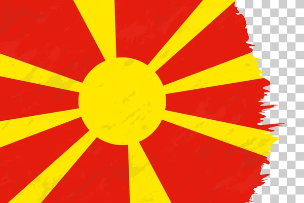 Horizontale Abstrakte Grunge Flagge Mazedoniens Auf Transparentem Gitter — Stockvektor