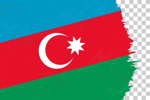 Horizontal Abstracto Grunge Cepillado Bandera Azerbaiyán Red Transparente — Vector de stock