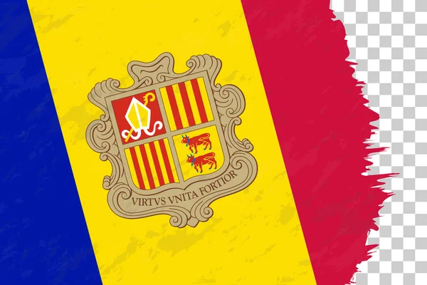 Horizontale Abstrakte Grunge Flagge Von Andorra Auf Transparentem Gitter — Stockvektor