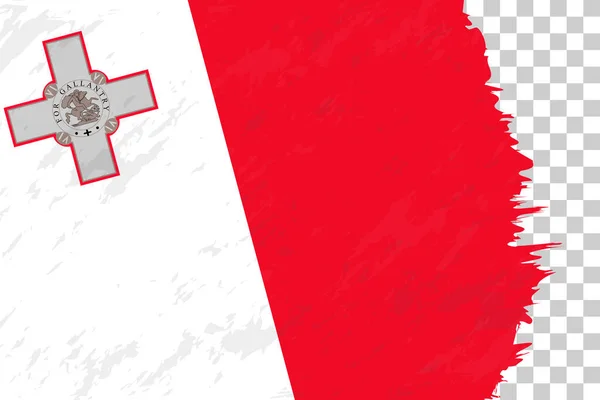 Horisontell Abstrakt Grunge Borstad Flagga Malta Transparent Grid — Stock vektor