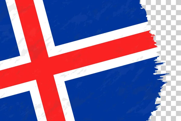 Horizontal Abstract Grunge Brushed Flag Iceland Transparent Grid — 스톡 벡터