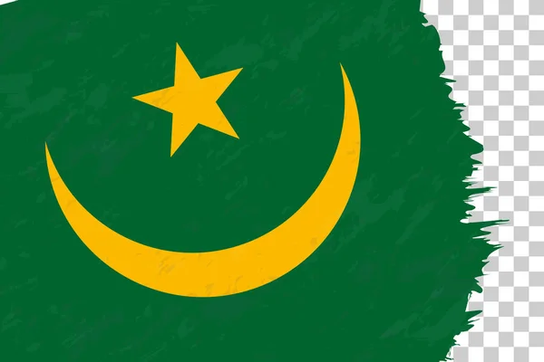 Horizontální Abstraktní Grunge Kartáčovaná Vlajka Mauritánie Průhledné Mřížce — Stockový vektor