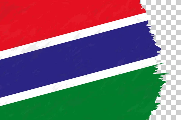 Horizontaal Abstracte Grunge Brushed Vlag Van Gambia Transparant Net — Stockvector
