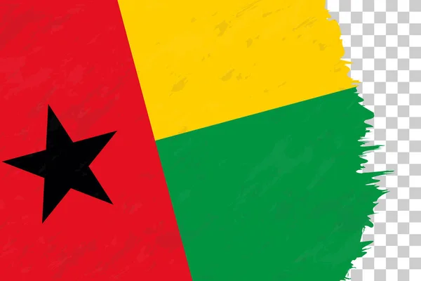 Horizontale Abstrakte Grunge Flagge Von Guinea Bissau Auf Transparentem Gitter — Stockvektor