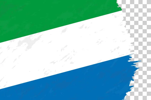 Horizontale Abstrakte Grunge Flagge Von Sierra Leone Auf Transparentem Gitter — Stockvektor