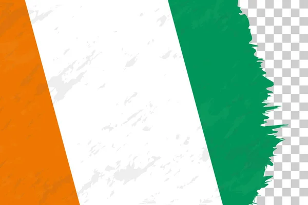 Horisontell Abstrakt Grunge Borstad Flagga Elfenbenskusten Transparent Grid — Stock vektor