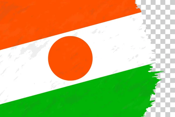 Horizontale Abstrakte Grunge Flagge Von Niger Auf Transparentem Gitter — Stockvektor