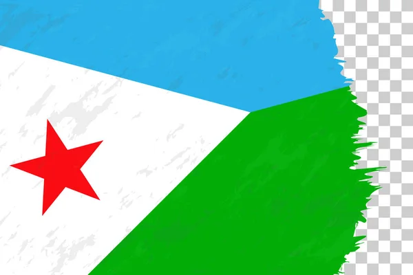 Horizontal Abstrato Grunge Escovado Bandeira Djibouti Grade Transparente — Vetor de Stock