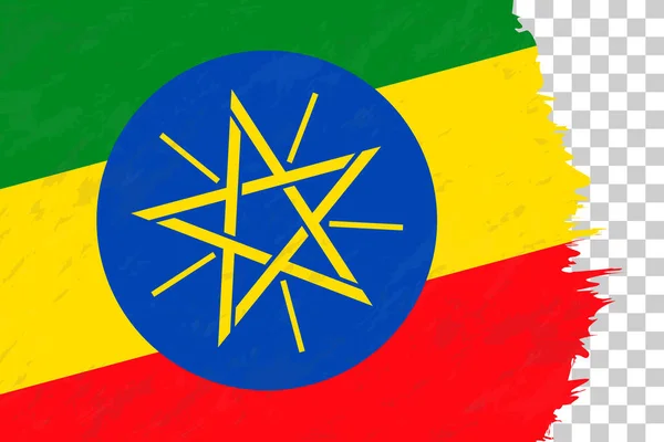 Bandera Cepillada Grunge Horizontal Abstracta Etiopía Red Transparente — Vector de stock