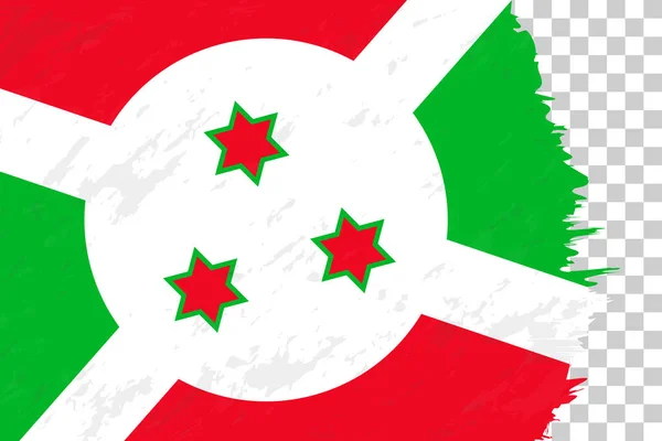 Yatay Soyut Grunge Şeffaf Izgara Üzerine Burundi Bayrağını Fırçaladı — Stok Vektör