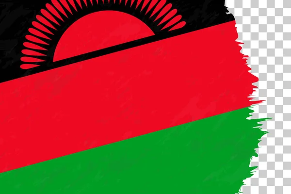 Horizontale Abstrakte Grunge Flagge Von Malawi Auf Transparentem Gitter — Stockvektor