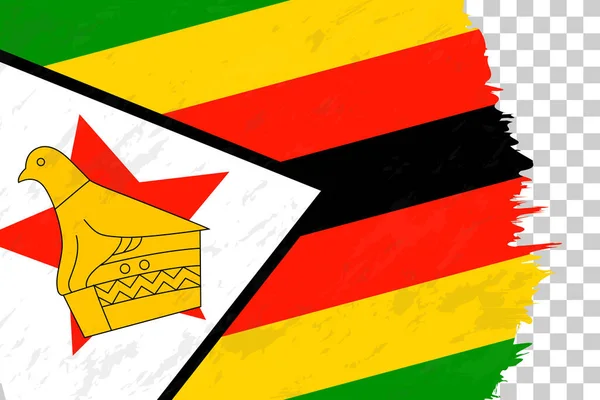 Horizontal Abstract Grunge Escovado Bandeira Zimbábue Grade Transparente —  Vetores de Stock