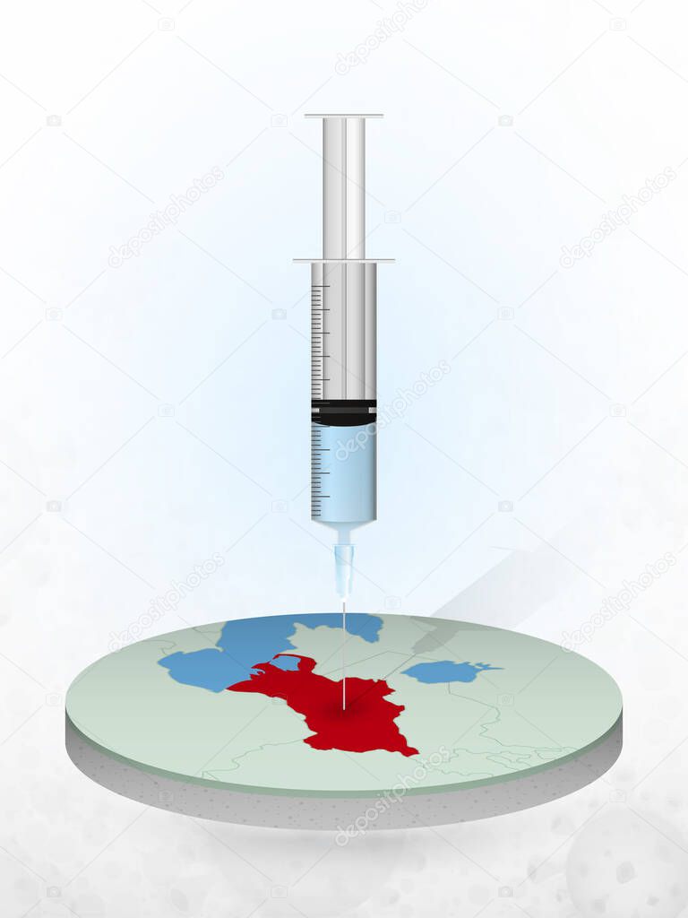 Vaccination of Turkmenistan, injection of a syringe into a map of Turkmenistan.