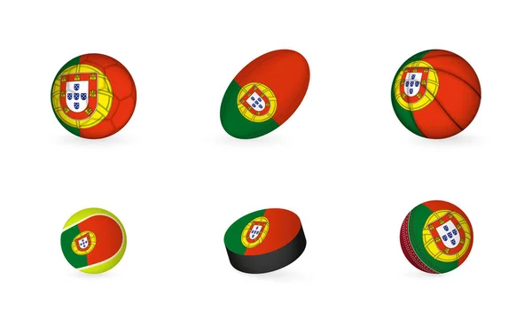 Equipamiento Deportivo Con Bandera Portugal Juego Iconos Deportivos — Vector de stock