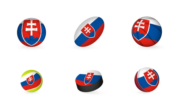 Sports Equipment Flag Slovakia Sports Icon Set — Stock Vector